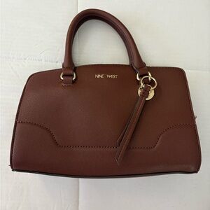 Nine West Brown Satchel with Gold-Tone Accents